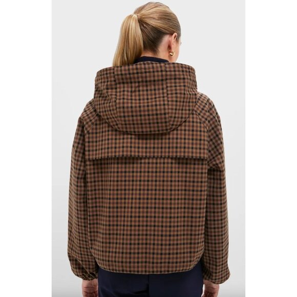 Barbour Tuckernuck  Audrey Showerproof Jacket Size 6 US Brown Gingham Coat - Picture 4 of 7